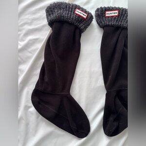 Hunter Black Fleece-Lined Socks with Gray Knit Cuff